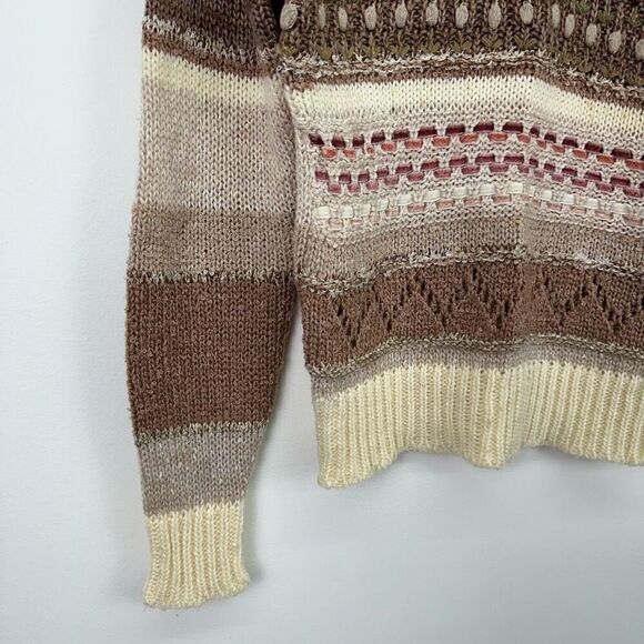 2OANS Knits by Mariea Kim Women’s Neutral Crochet Peter Pan Collar Sweater - Picture 10 of 12